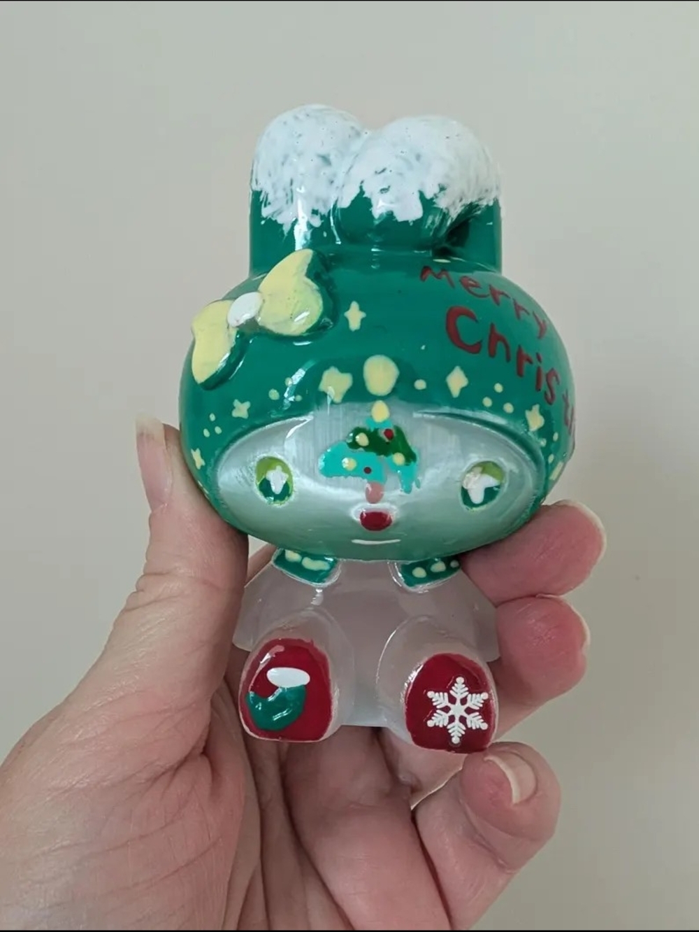 Handpainted Natural Crystal Selenite Hello Kitty Melody